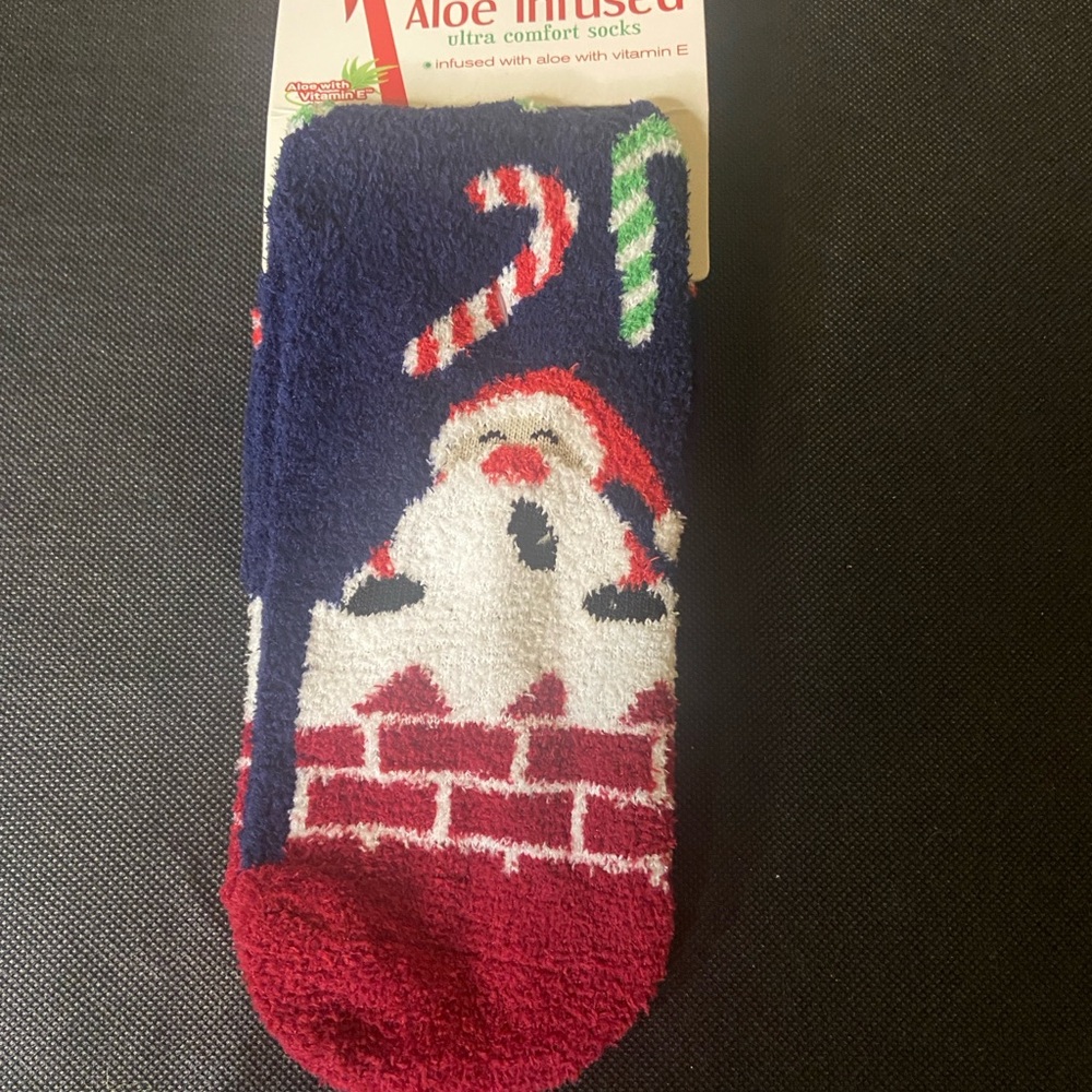 Festive Santa Aloe Infused Socks - Red,‎ White, Blue